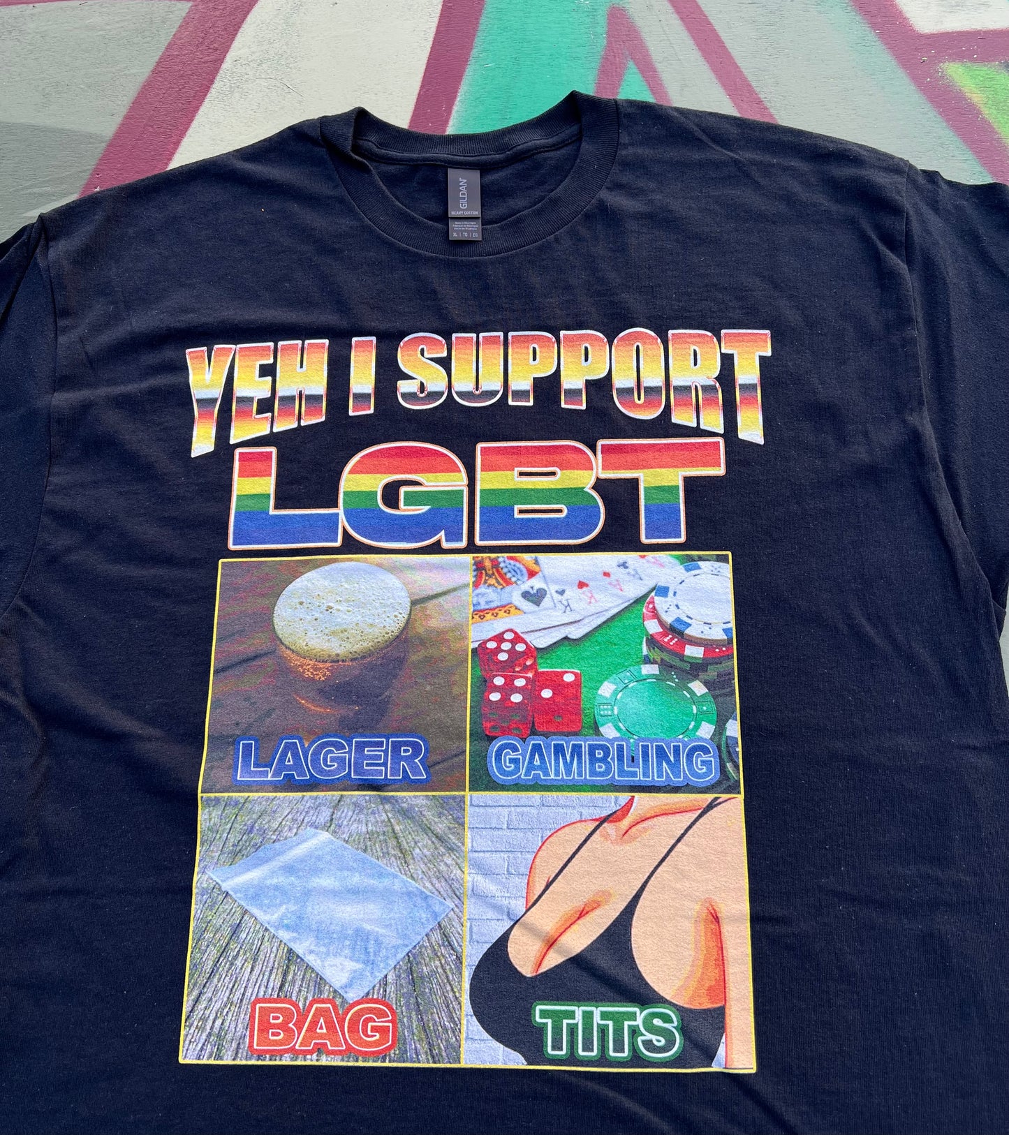 LGBT Lager Gambling Bag T*ts Meme Tee T-shirt
