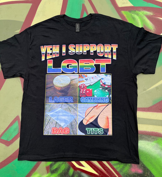 LGBT Lager Gambling Bag T*ts Meme Tee T-shirt