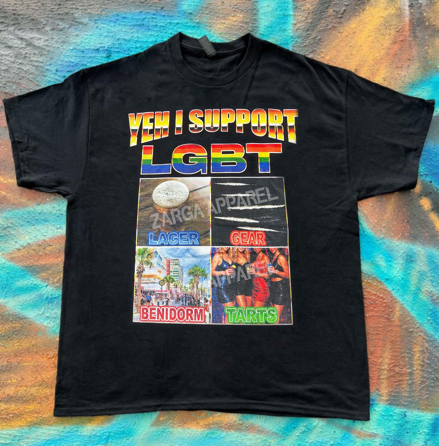 LGBT Lager Gear Benidorm Tarts Meme Funny tee t-shirt
