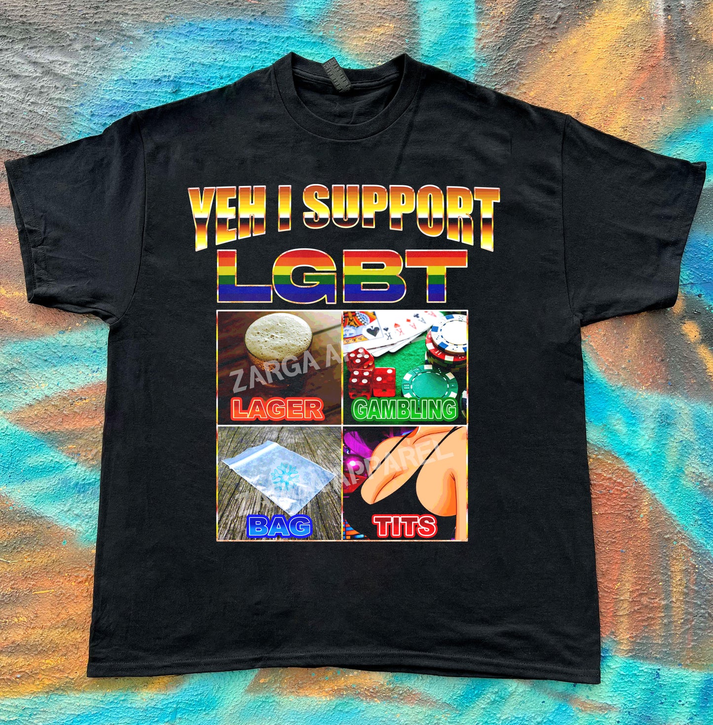 LGBT Lager Gambling Bag T*ts Meme tee t-shirt