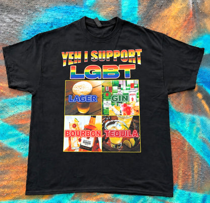 LGBT Lager Gin Bourbon Tequila Pride Funny Meme Parody Tee t-shirt