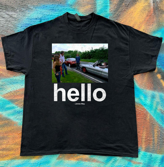 James May Hello meme funny tee t-shirt