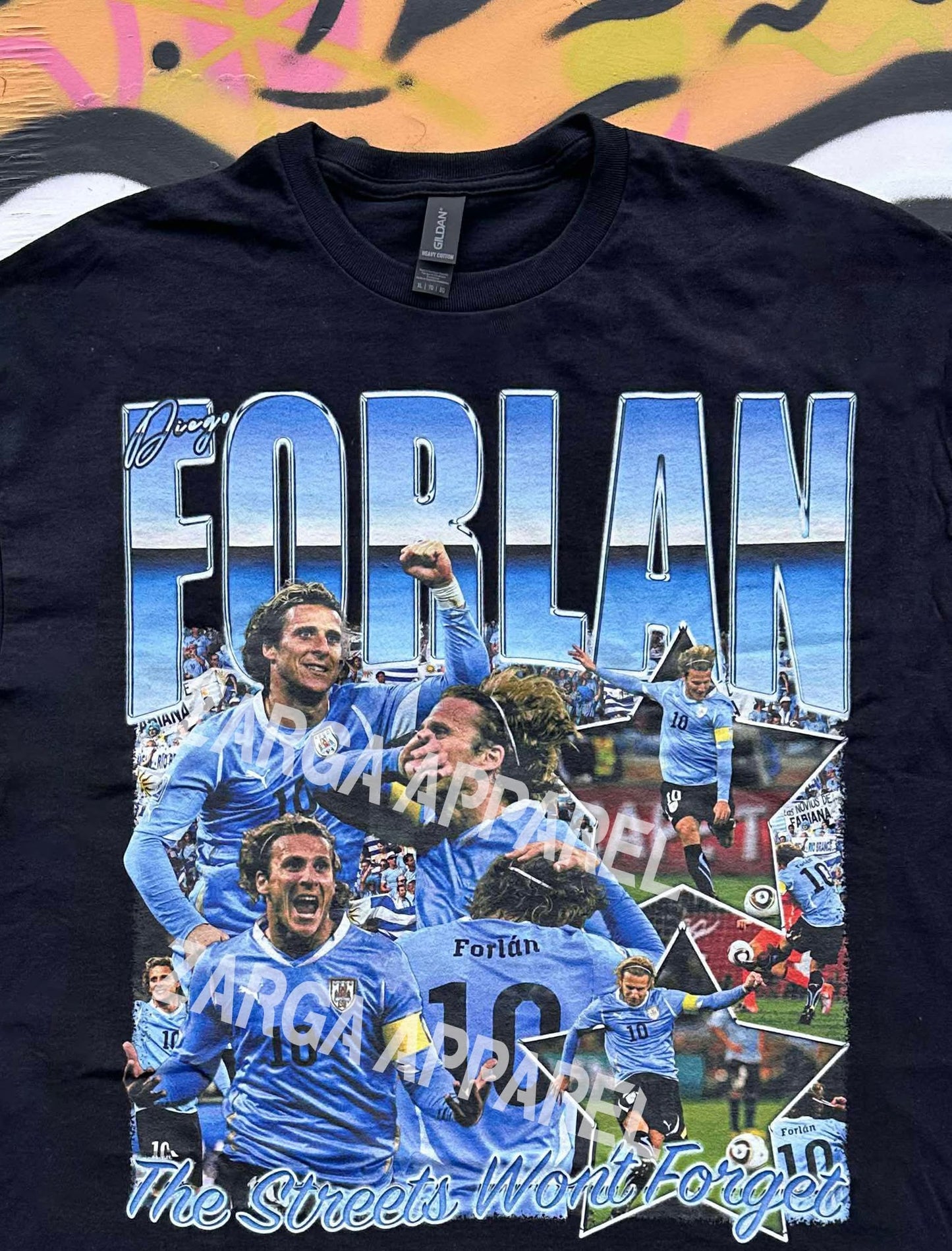 Diego Forlan Uruguay Football streets wont forget graphic tee t shirt