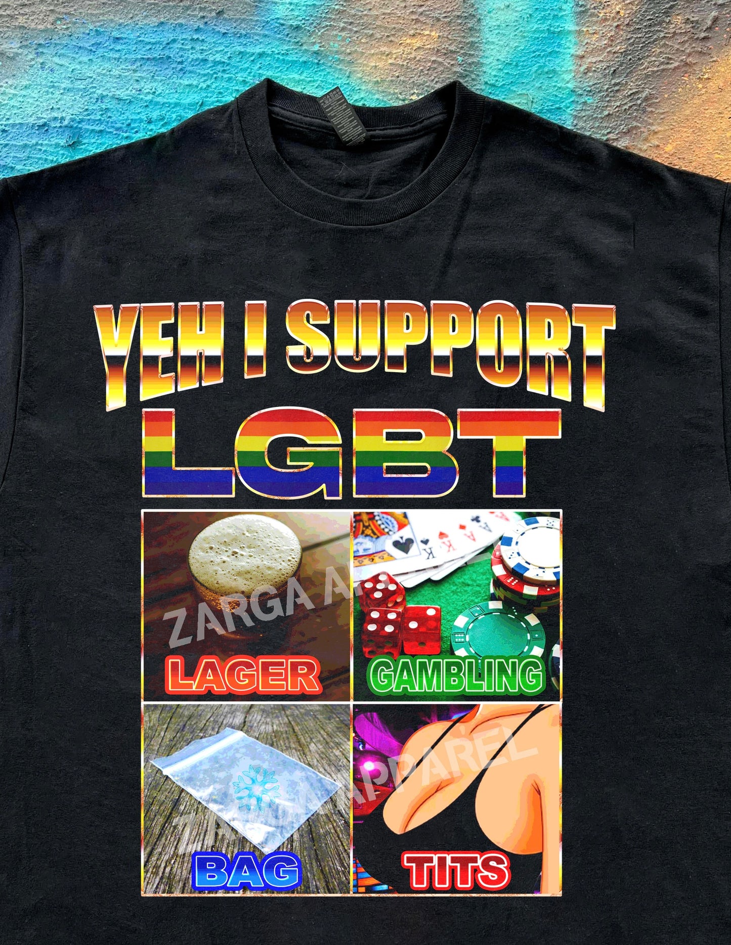 LGBT Lager Gambling Bag T*ts Meme tee t-shirt
