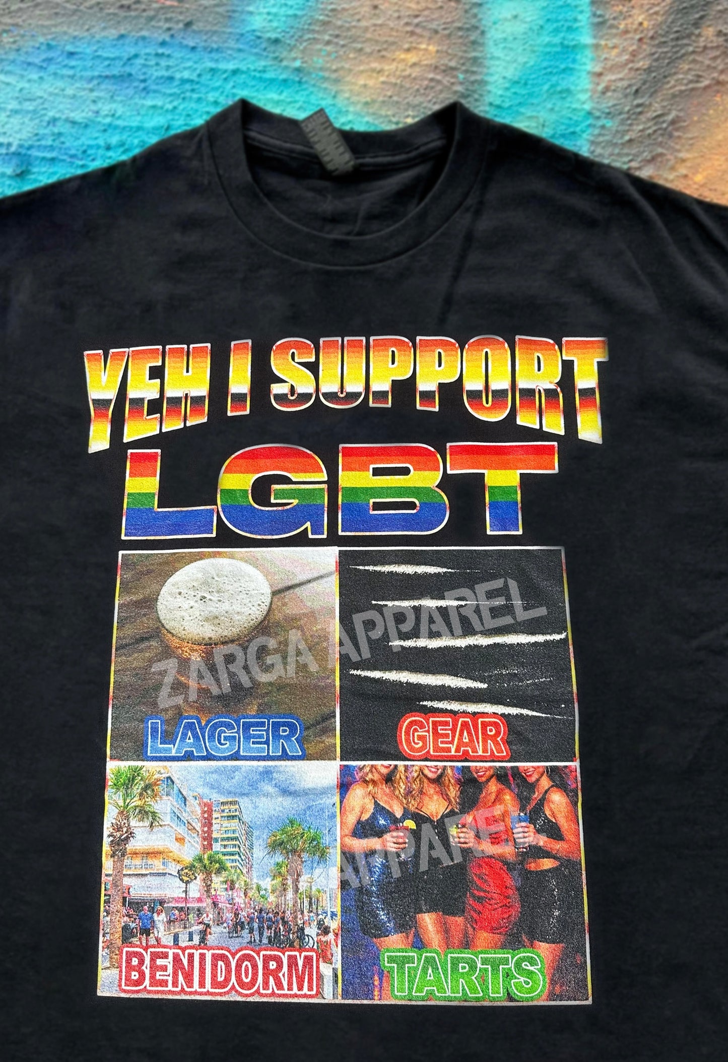 LGBT Lager Gear Benidorm Tarts Meme Funny tee t-shirt