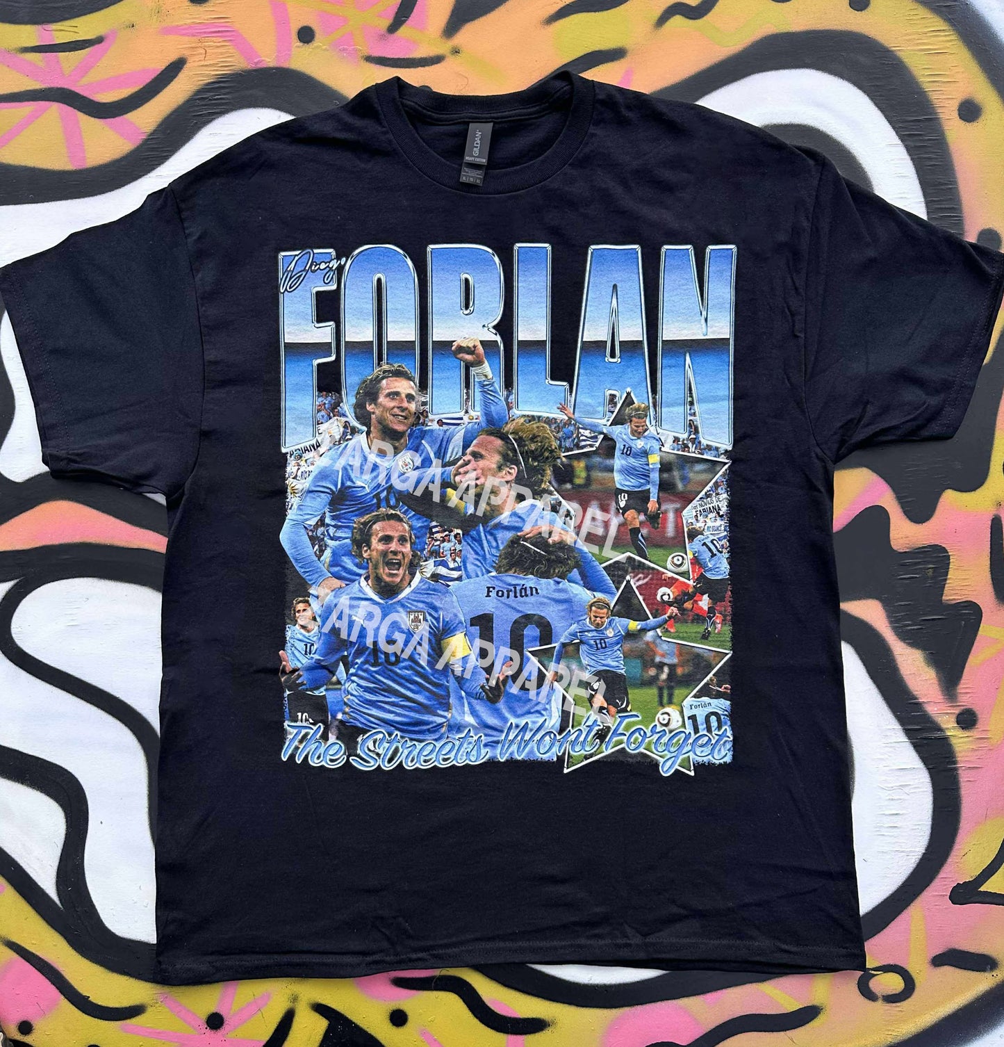 Diego Forlan Uruguay Football streets wont forget graphic tee t shirt